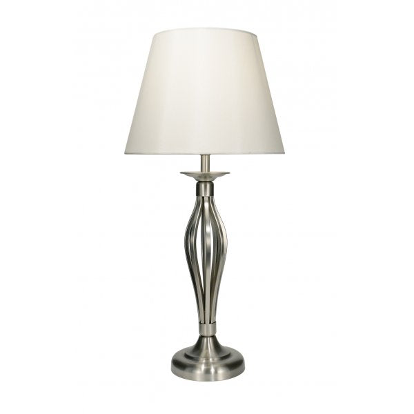 dar lighting BYB4046 Bybliss Table Lamp Satin Chrome with Cream Shade (Pack of 4)