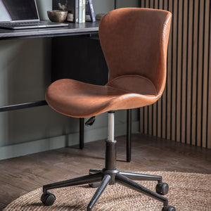 Mendel Faux Leather Swivel Chair - Brown