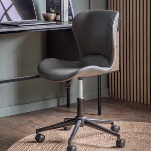 Mendel Faux Leather Swivel Chair - Charcoal Grey