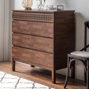 Boho Mango Wood Chest of Drawers - Brown