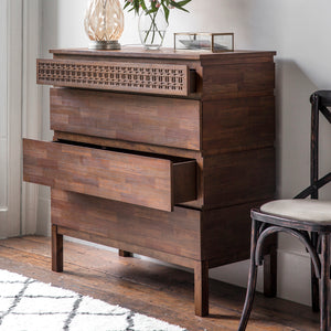 Boho Mango Wood Chest of Drawers - Brown