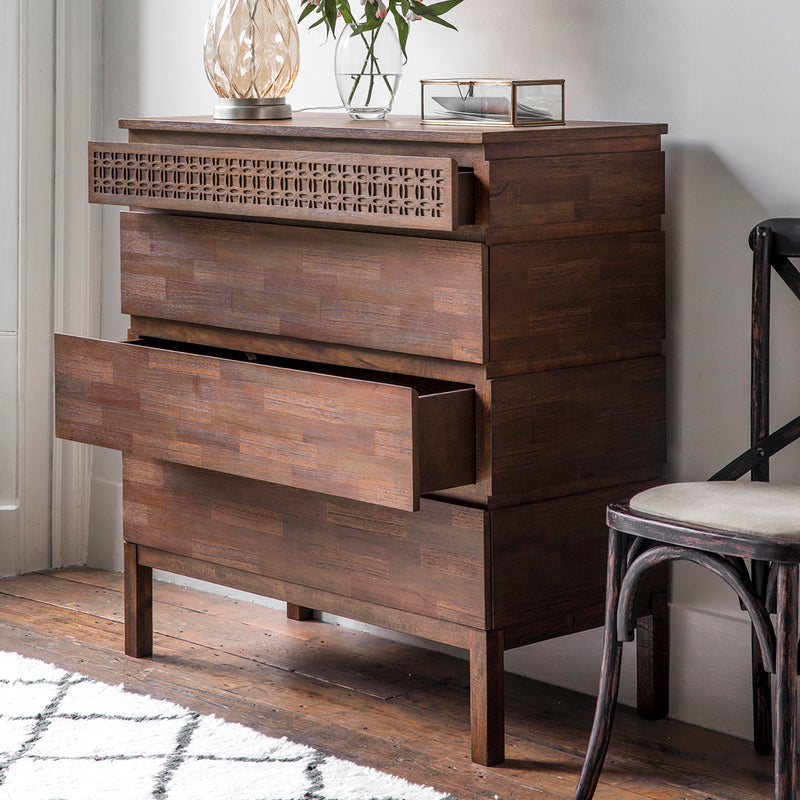Boho Mango Wood Chest of Drawers - Brown