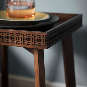 Boho Mango Wood Side Table - Brown