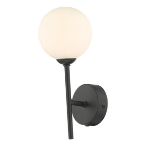 dar lighting COH0722-02 Cohen 1 Light Wall Light Matt Black With Opal Glass