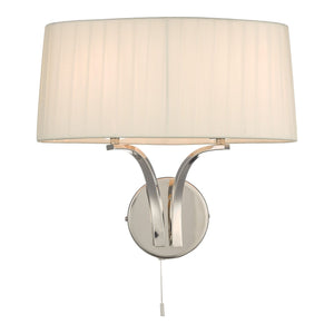 dar lighting CRI092 Cristin 2 Light Wall Light Polished Nickel With Ivory Shade