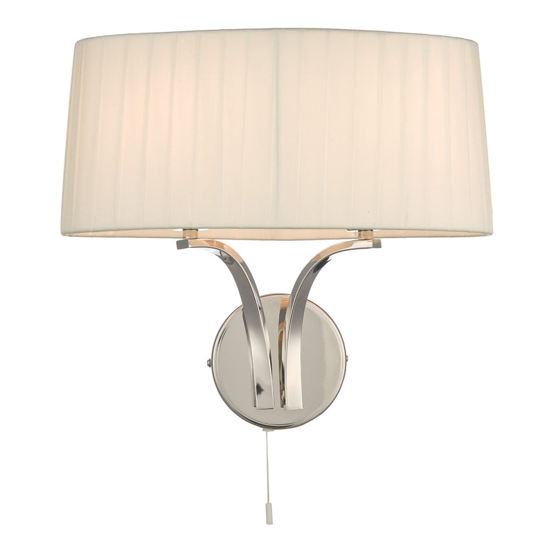 dar lighting CRI092 Cristin 2 Light Wall Light Polished Nickel With Ivory Shade