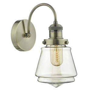 dar lighting CUR0775 Curtis Wall Light Antique Brass and Champagne Glass
