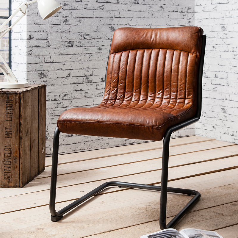 Capri Leather Dining Chair - Brown