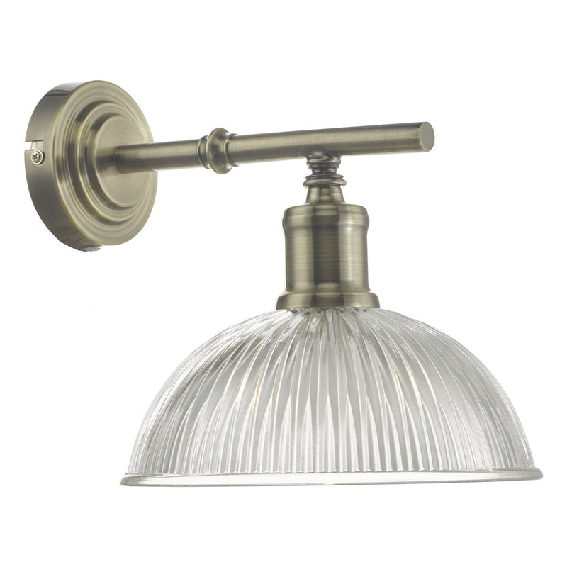 dar lighting DAR0775 Dara Wall Light Antique Brass and Glass