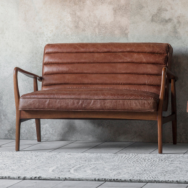 Datsun Leather 2 Seater Sofa - Brown