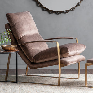 Fabien Fabric Lounger Chair - Brown