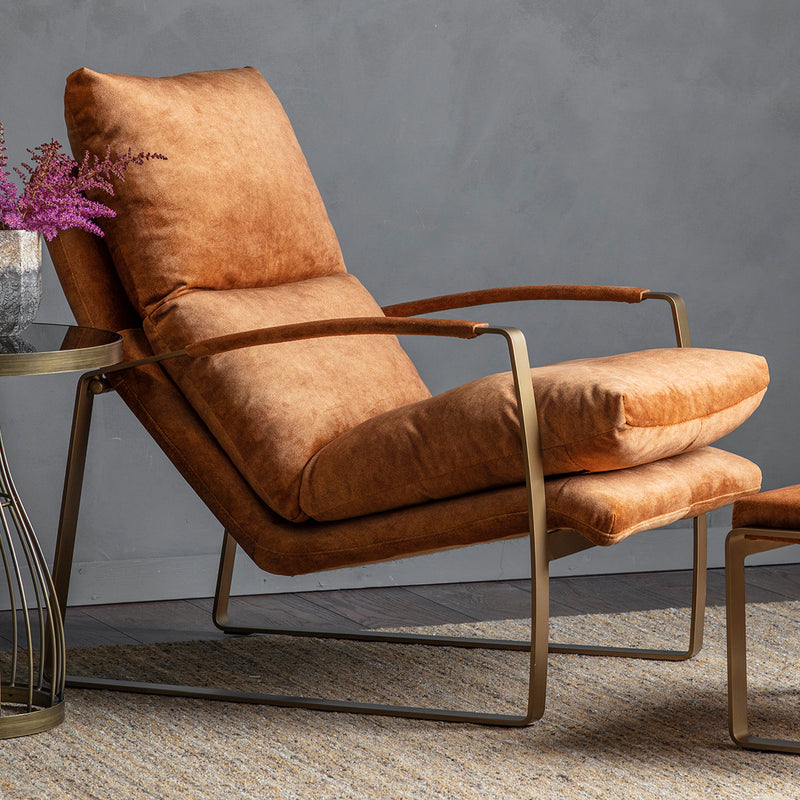 Fabien Fabric Lounger Chair - Ochre