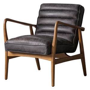 Datsun Leather Armchair - Antique Ebony Black