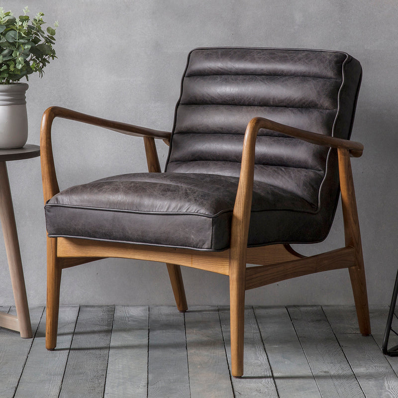 Datsun Leather Armchair - Antique Ebony Black
