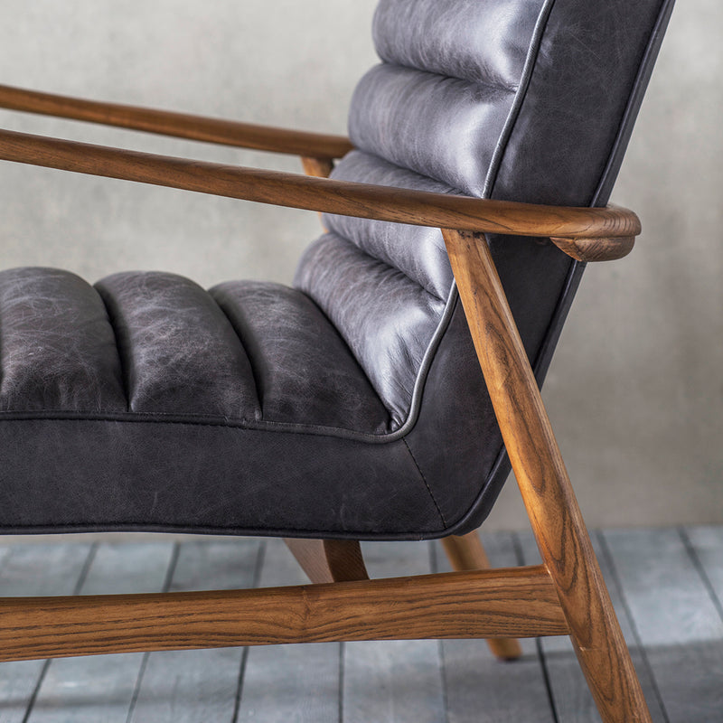 Datsun Leather Armchair - Antique Ebony Black