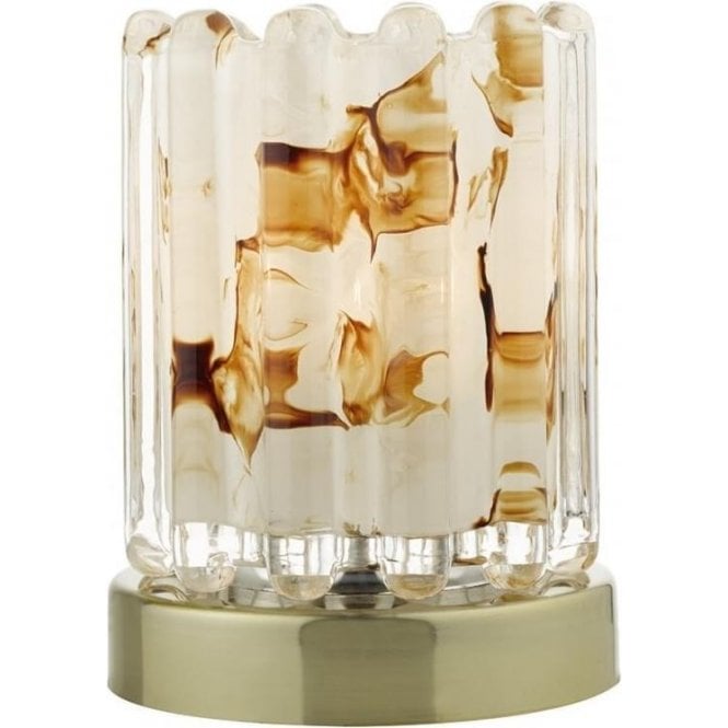 dar lighting ELF4175 Elf Touch Table Lamp Antique Brass with Ribbed Glass