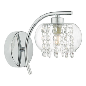 dar lighting ELM0750 Elma Single Wall Light Polished Chrome and Glass