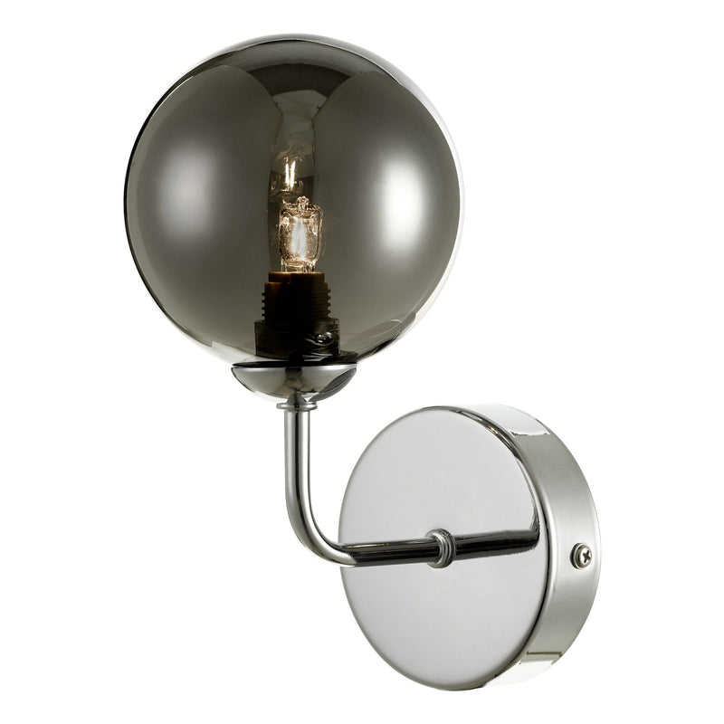 dar lighting FEY0750-01 Feya 1 Light Wall Light Polished Chrome Smoked Glass