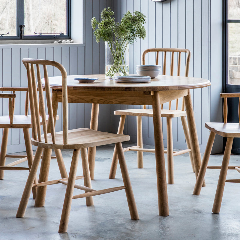 Wycombe 110cm-165cm Light Oak Extending Round Dining Table