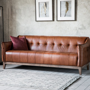 Ecclestone Leather 3 Seater Sofa - Brown