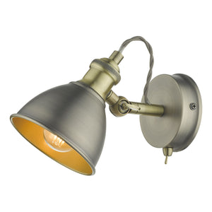 dar lighting GOV0761 Governor Single Spotlight Antique Chrome Antique Brass