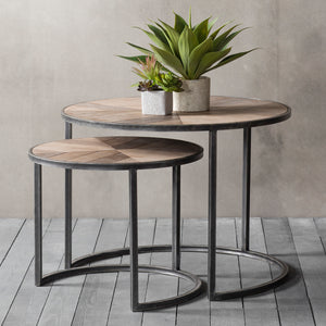 Douglas 75cm Round Light Wood Nest of 2 Coffee Tables