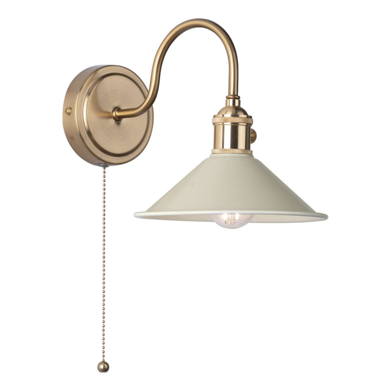dar lighting HAD0740-06 Hadano 1 Light Wall Light Natural Brass With Cashmere Shade