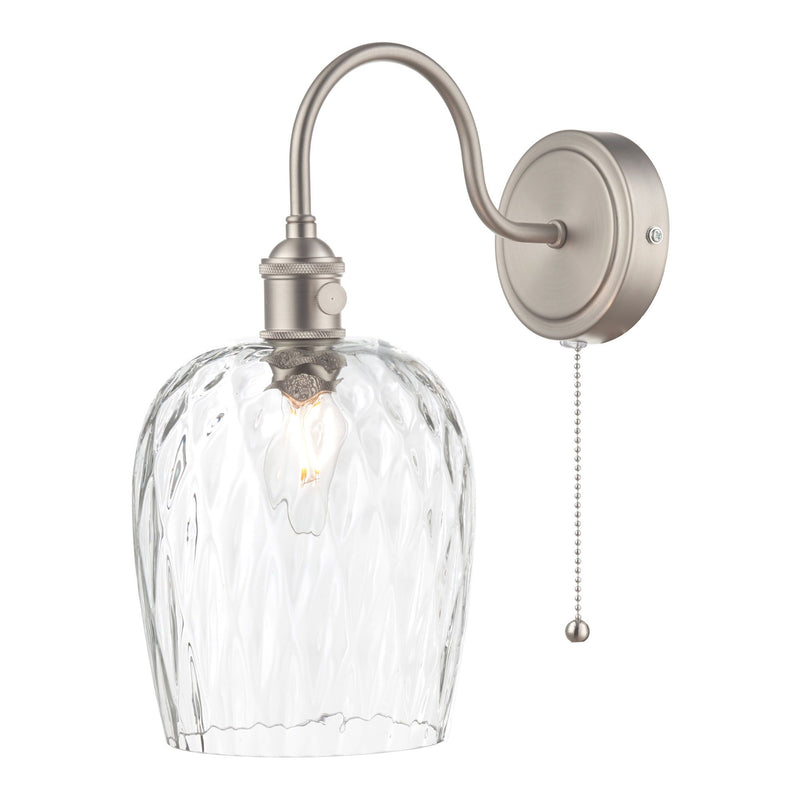 dar lighting HAD0761-03 Hadano 1 Light Wall Light Antique Chrome With Clear Dimpled Glass Shade