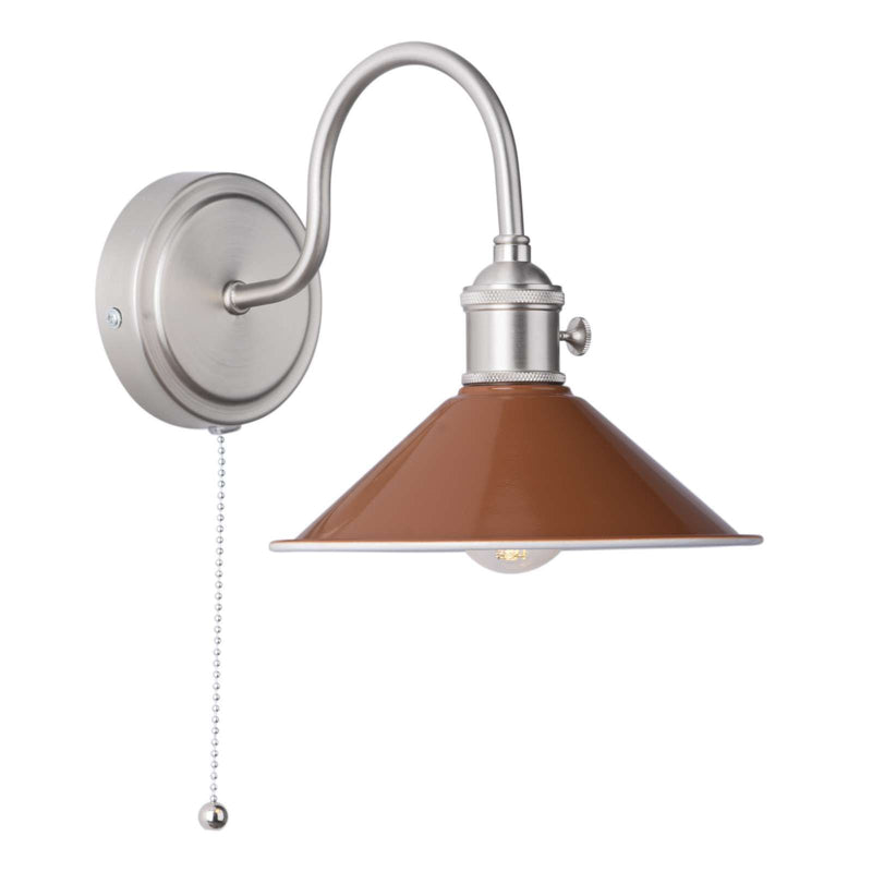 dar lighting HAD0761-08 Hadano 1 Light Wall Light Antique Chrome With Umber Shade