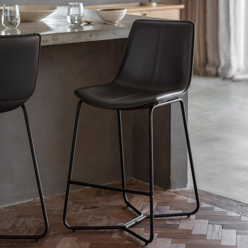Hawking Faux Leather Bar Stool - Charcoal (Set of 2)
