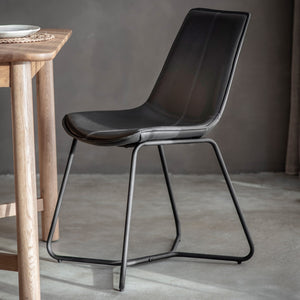 Hawking Faux Leather Dining Chair - Charcoal Grey (Set of 2)