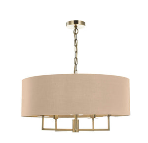 dar lighting Jam0501 Jamelia 5 Light Shadelier Antique Brass Taupe Shade