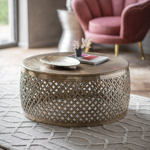 Khalasar 82cm Round Metal Coffee Table - Gold