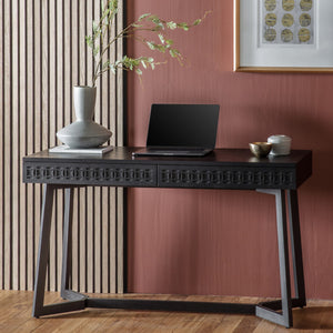 Boho Mango Wood 2 Drawer Desk - Black