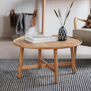 Kingham 90cm Round Light Oak Round Coffee Table