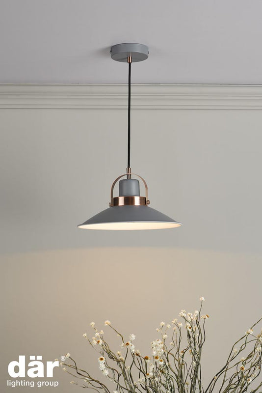 dar lighting Lid0139 Liden 1 Light Single Pendant Graphite Copper