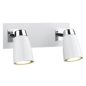 dar lighting LOF772 Loft 2 Light Low Energy Spot Switch Polished Chrome and Matt White