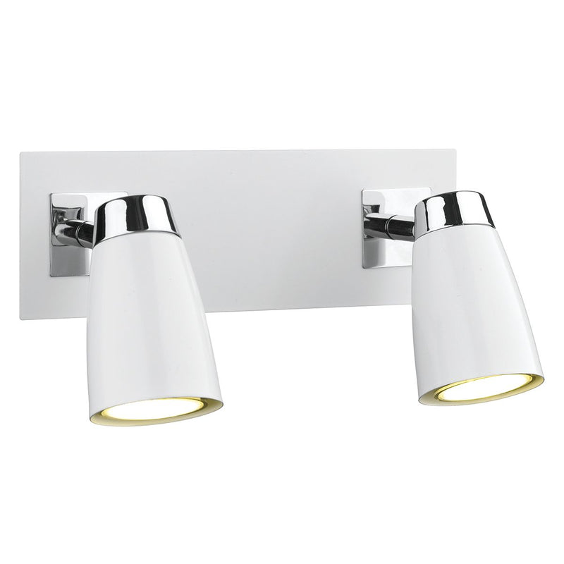 dar lighting LOF772 Loft 2 Light Low Energy Spot Switch Polished Chrome and Matt White