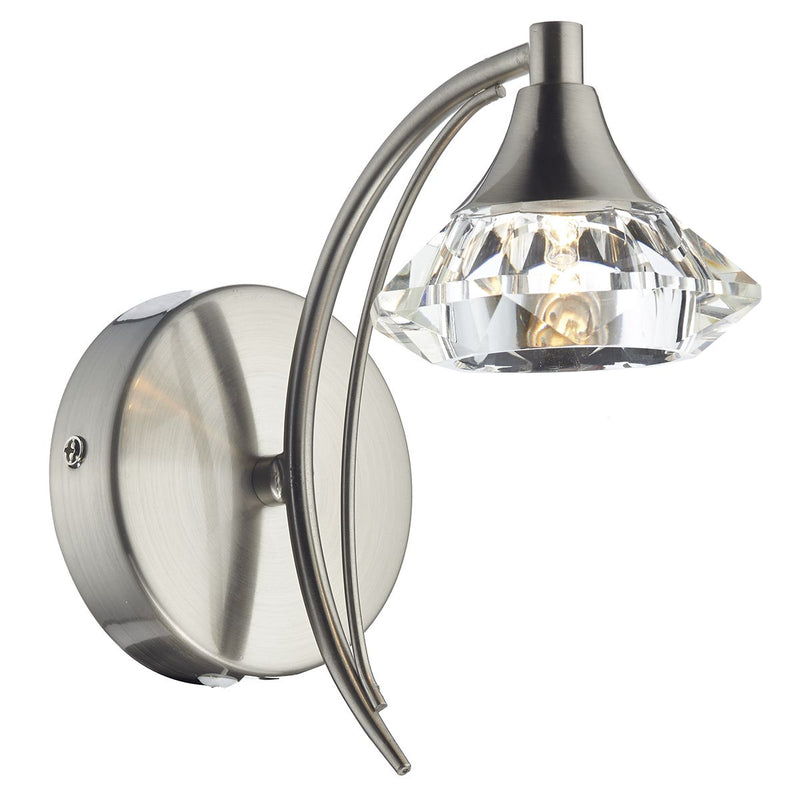 dar lighting LUT0746 Luther Single Wall Bracket Satin Chrome Crystal