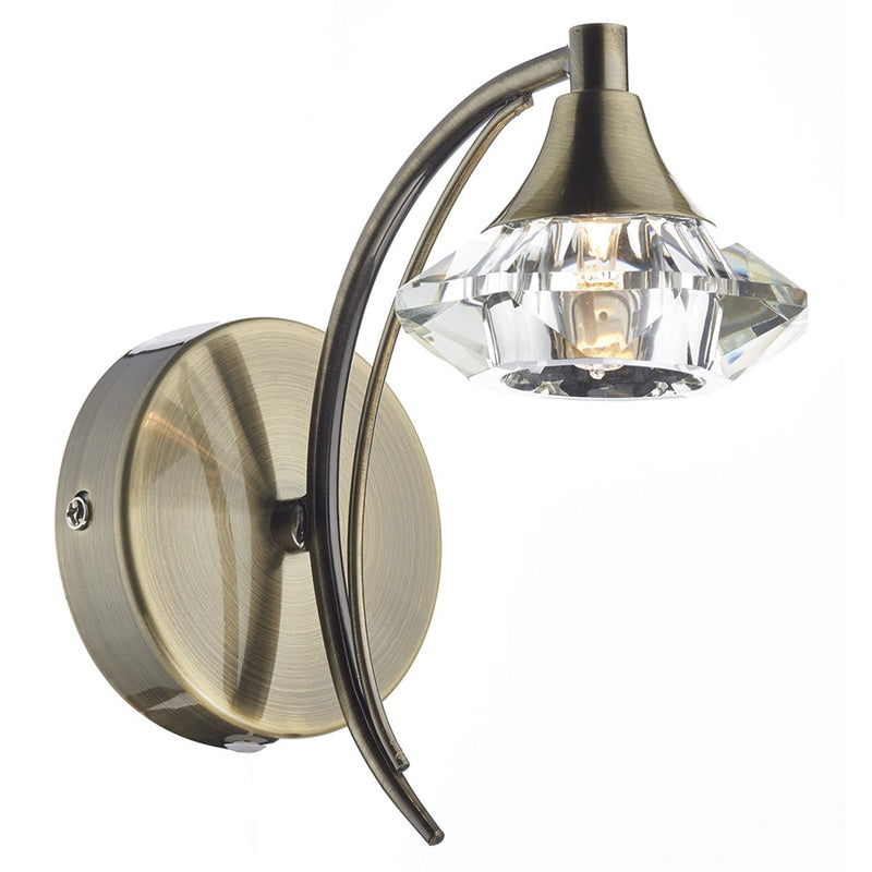 dar lighting LUT0775 Luther Crystal Single Wall Bracket Antique Brass