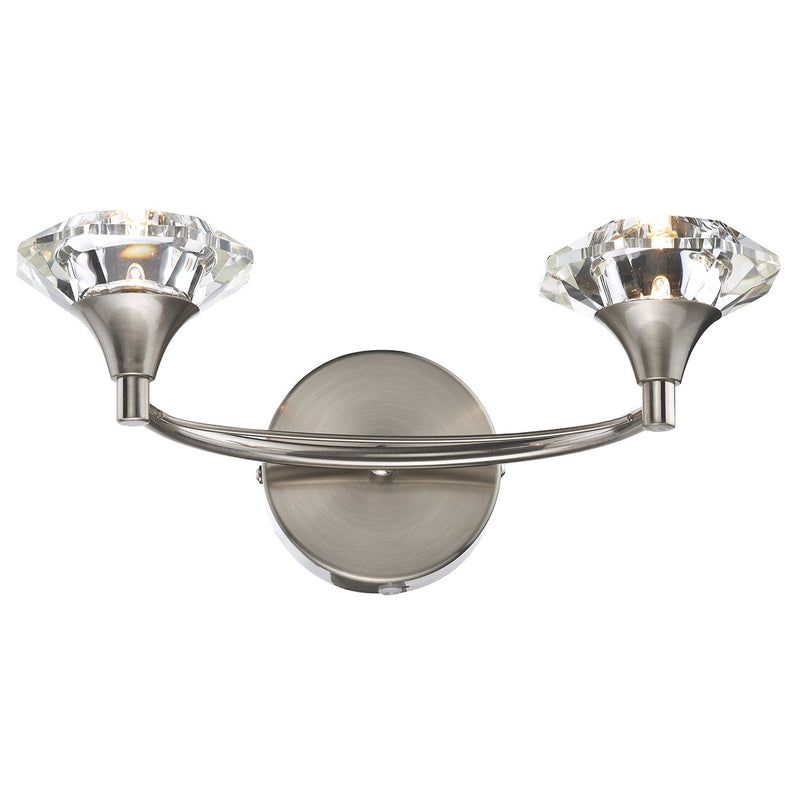 dar lighting LUT0946 Luther Crystal Double Wall Bracket Satin Chrome