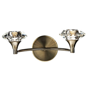 dar lighting LUT0975 Luther Double Wall Bracket Antique Brass Crystal