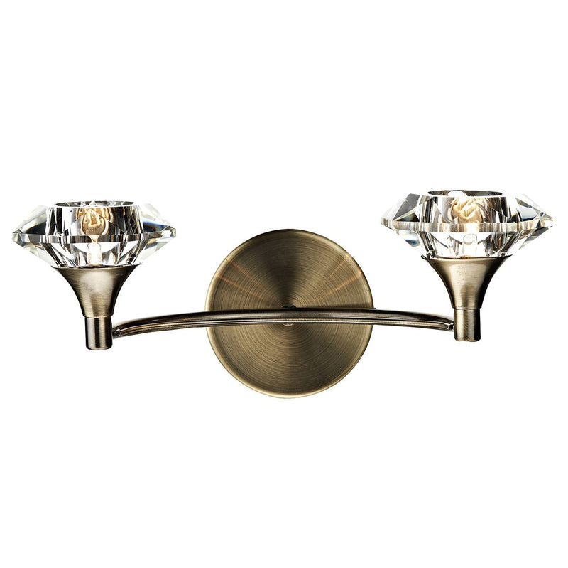 dar lighting LUT0975 Luther Double Wall Bracket Antique Brass Crystal