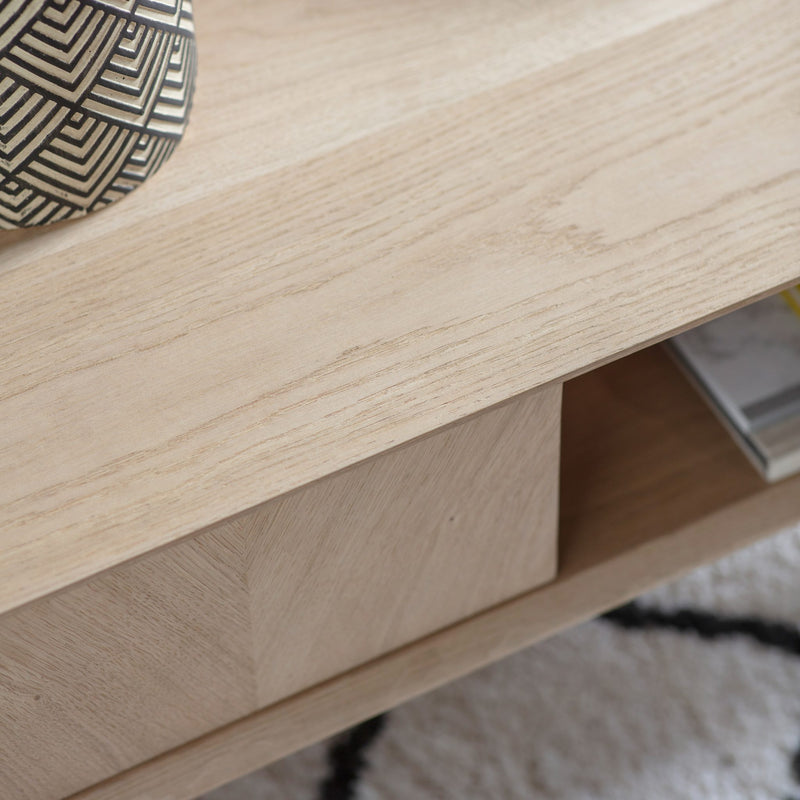 Milano 100cm Rectangle Light Oak 2 Drawer Coffee Table