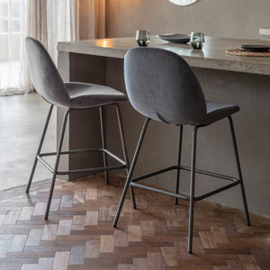 Flanagan Fabric Bar Stool - Dark Grey (Set of 2)