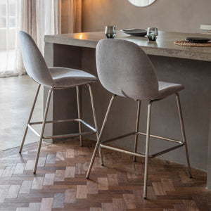 Flanagan Fabric Bar Stool - Light Grey (Set of 2)