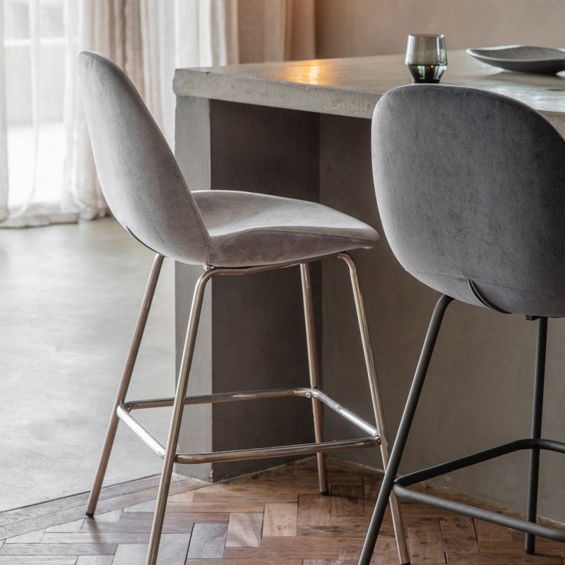 Flanagan Fabric Bar Stool - Light Grey (Set of 2)
