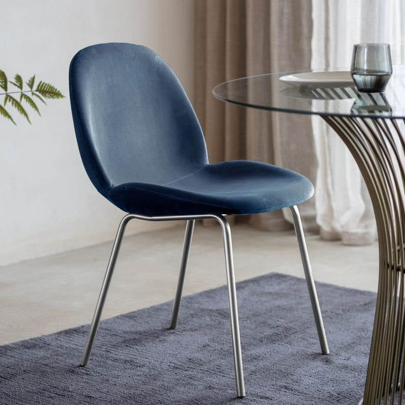 Flanagan Velvet Dining Chair - Blue (Set of 2)