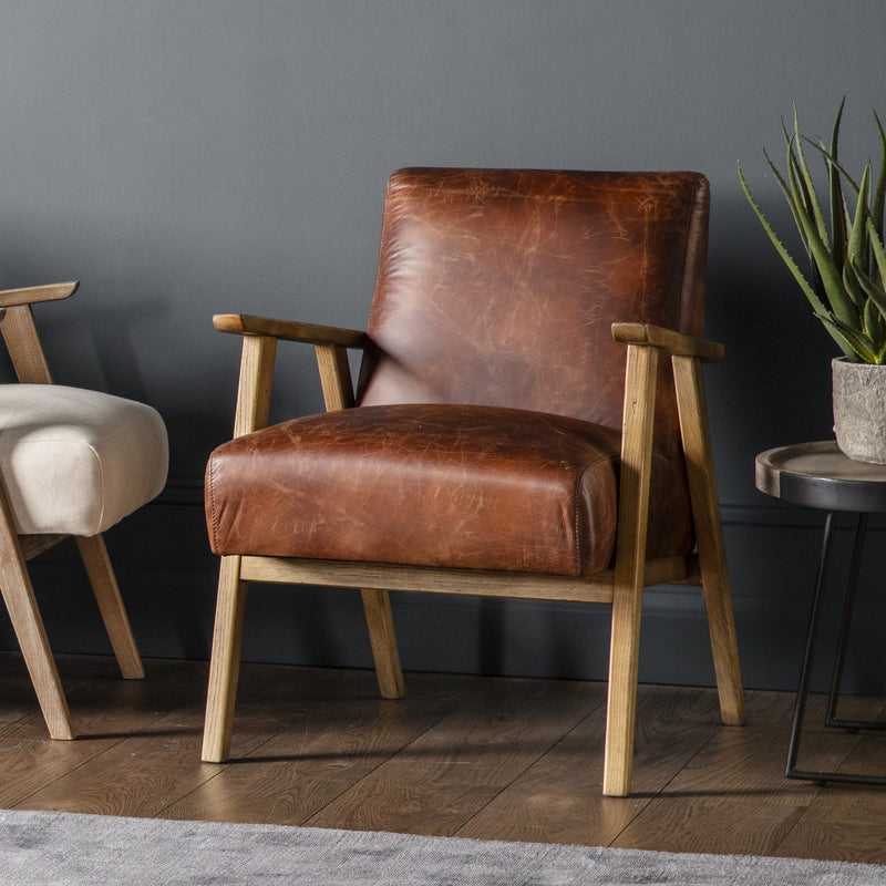 Neyland Leather Armchair - Vintage Brown