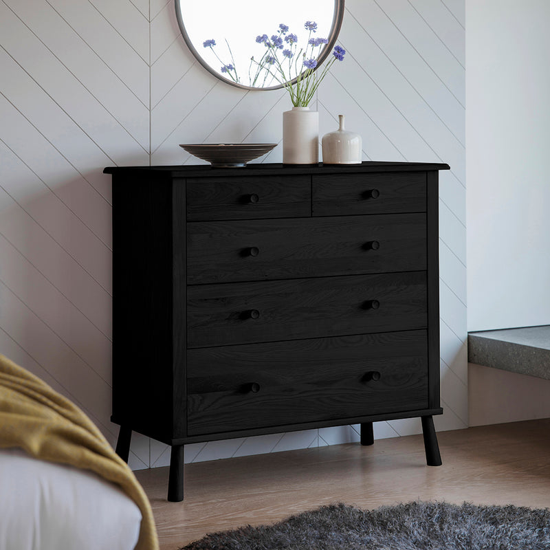 Wycombe Painted Wood Chest of Drawers - Black